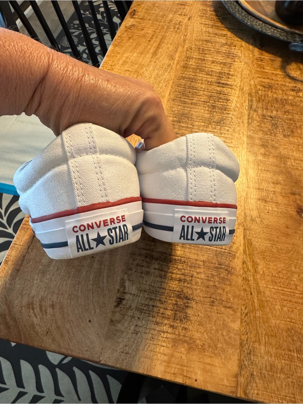 Converse White Low-Top Sneakers with Red Trim - Picture 3 of 5